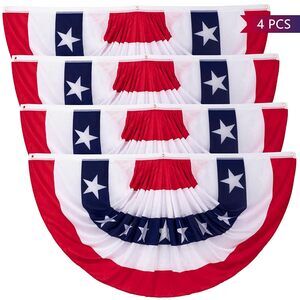 3 x 6 Ft Bunting Flags, Large Patriotic USA Pleated Fan Flags, 4th of July
